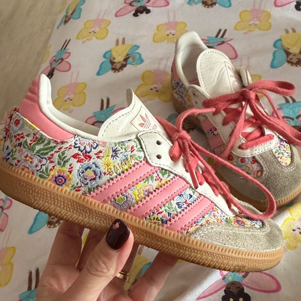 Adidas Kids Floral Sneakers - Pink and Gray